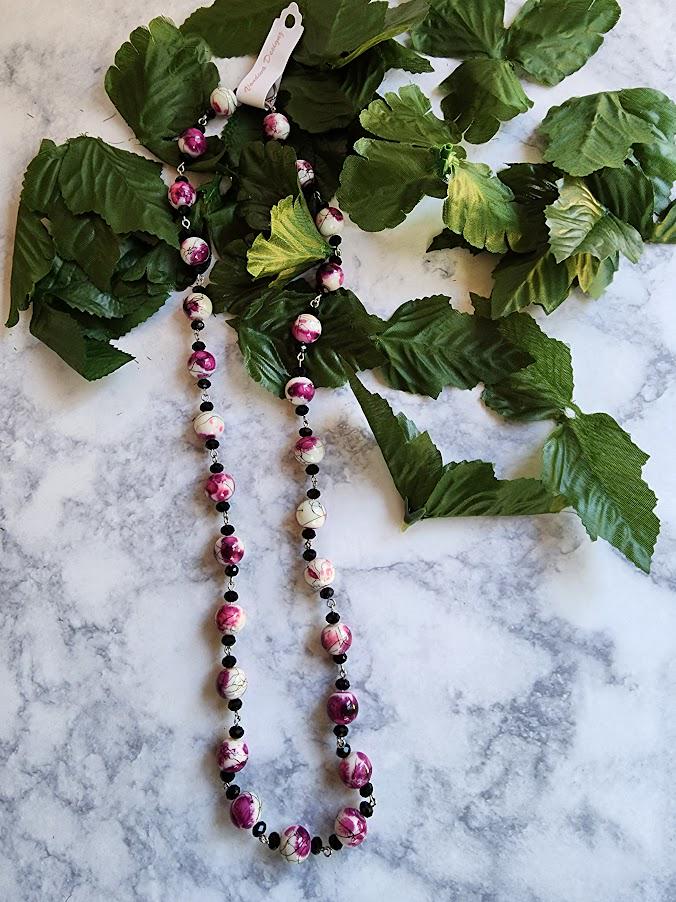 Purple & White Necklace Set