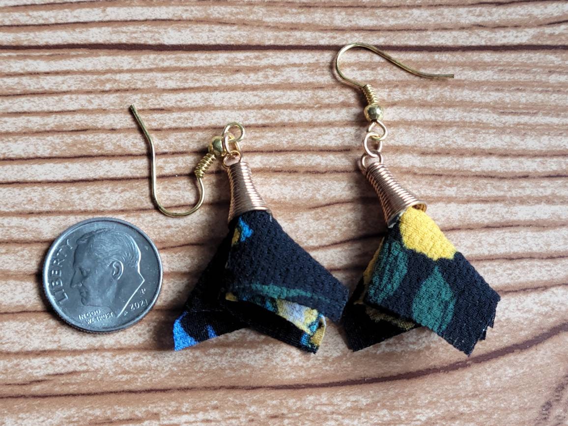 Handmade Fabric Petal Earrings – Lightweight Boho Dangle, Gift for Her