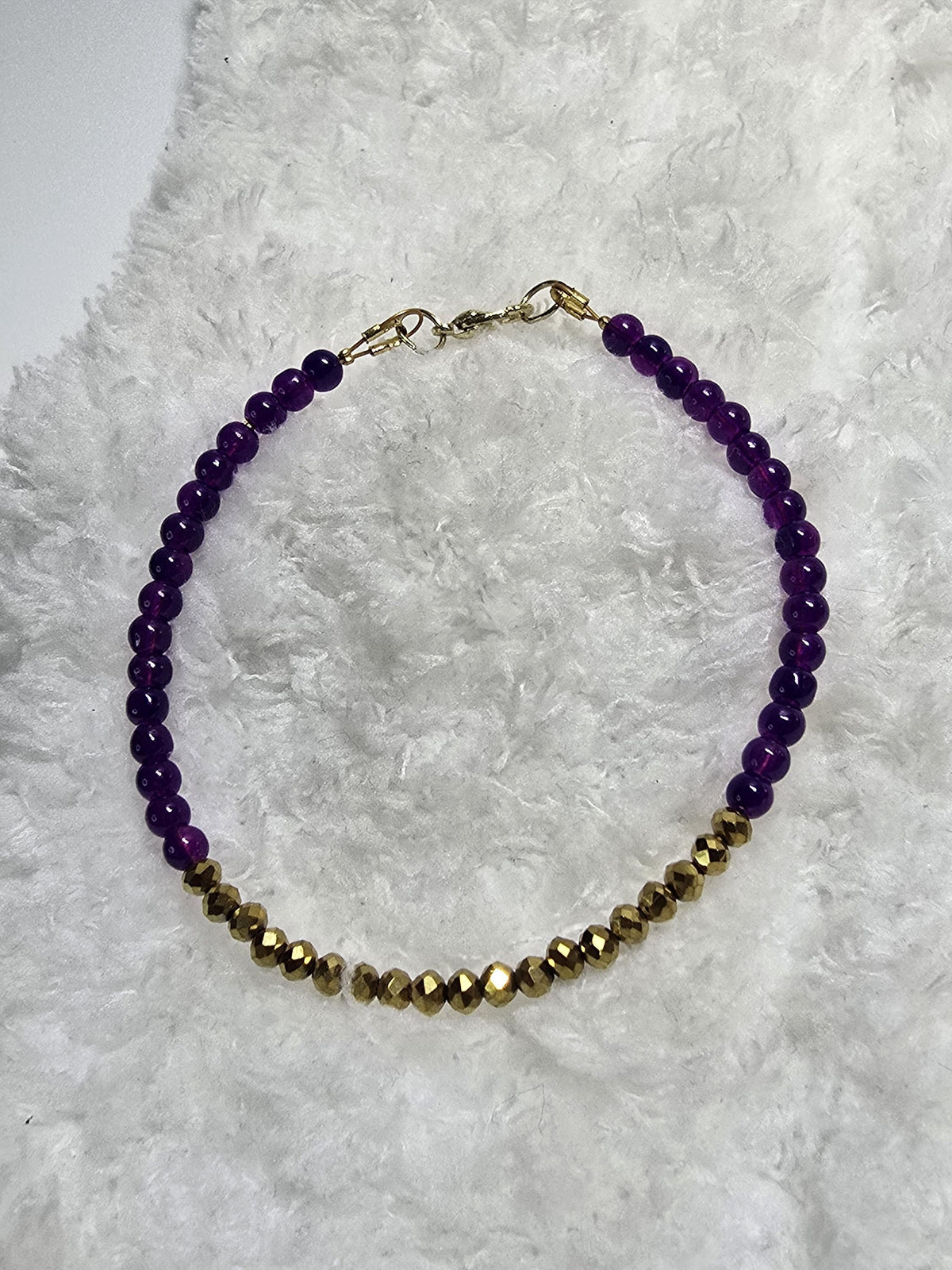 Purple & Gold Beaded Jewelry Set