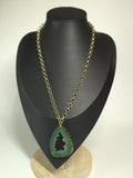 Green Resin Geode Pendant Necklace