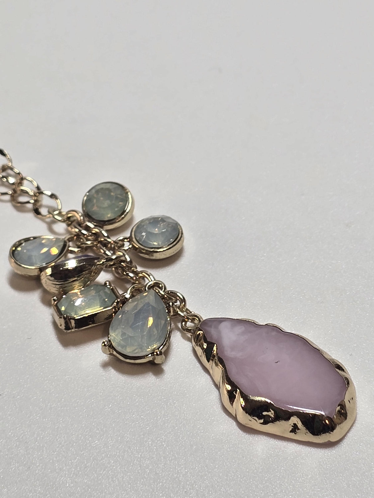 Pink Stone Cluster Pendant Necklace