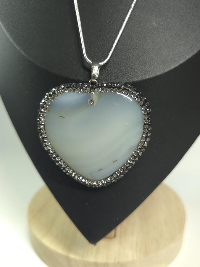 Opal Heart Pendant Necklace