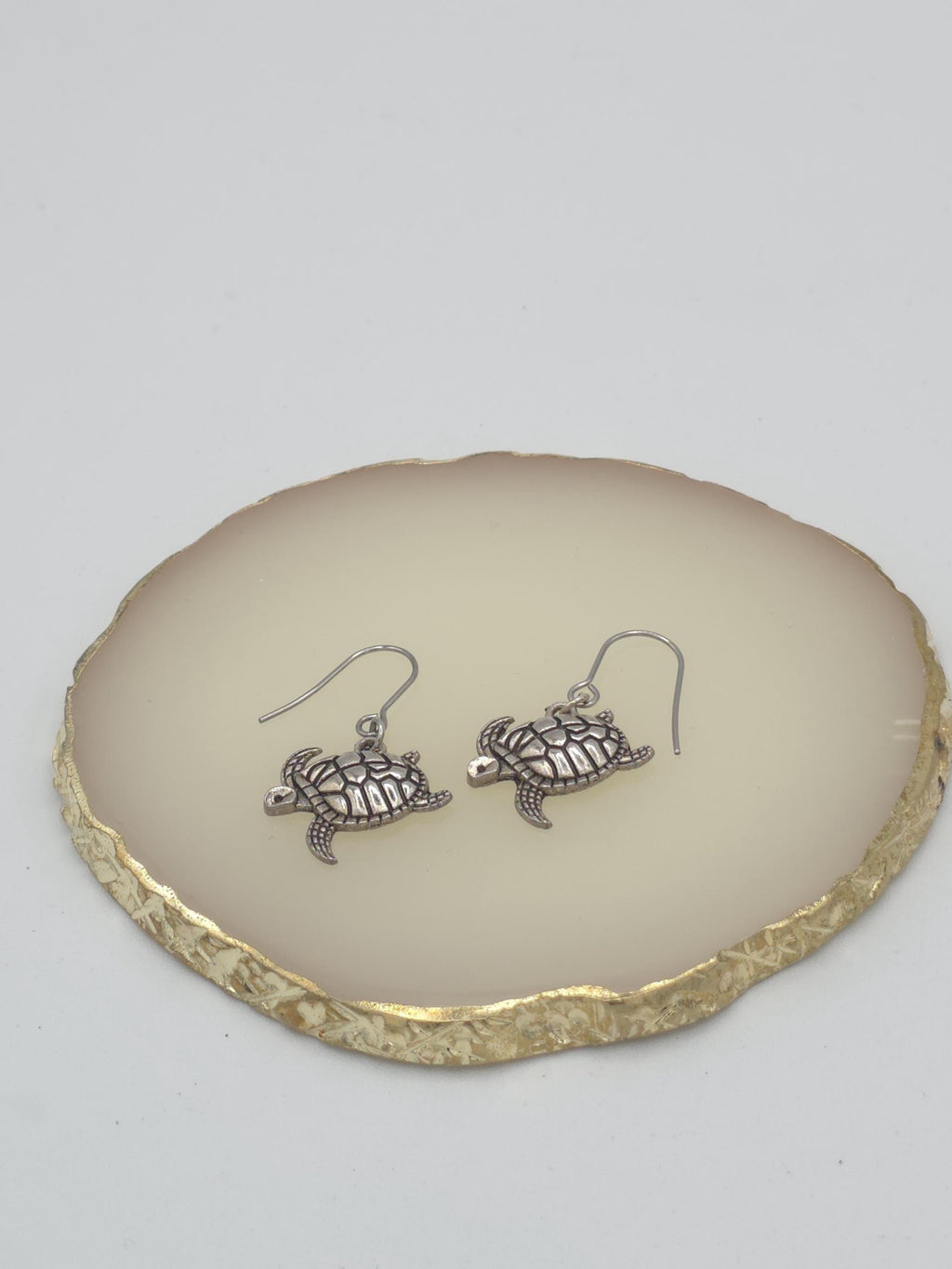 Silver Turtle Dangle Earrings