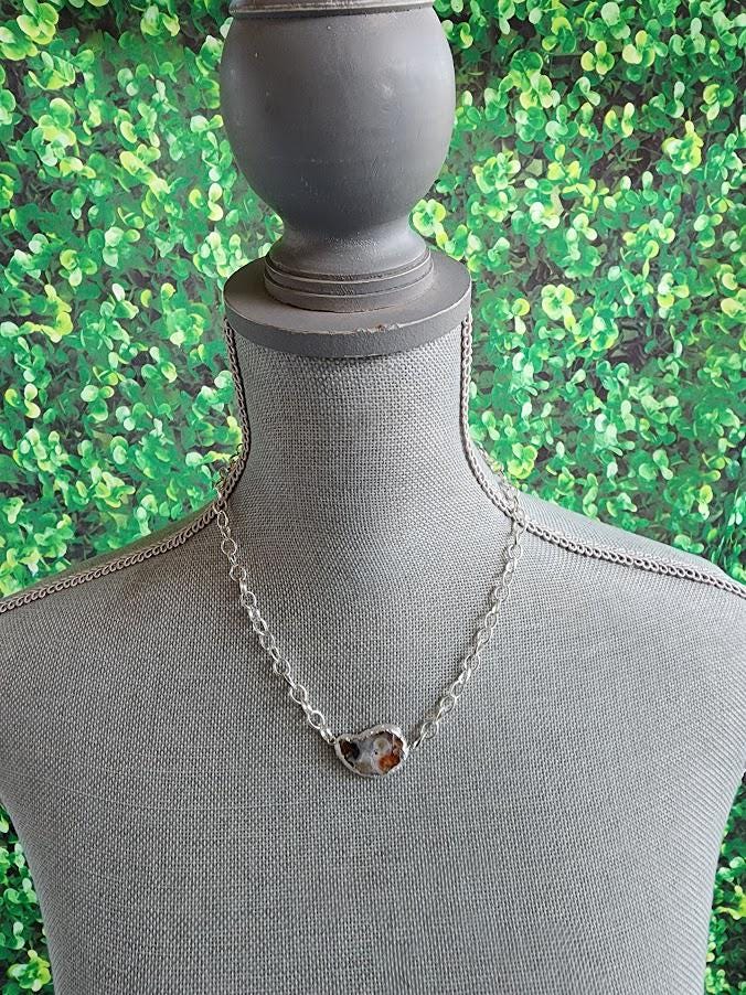 Raw Stone Necklace | Silver Chain Gemstone Necklace | Handmade One of a Kind Jewelry