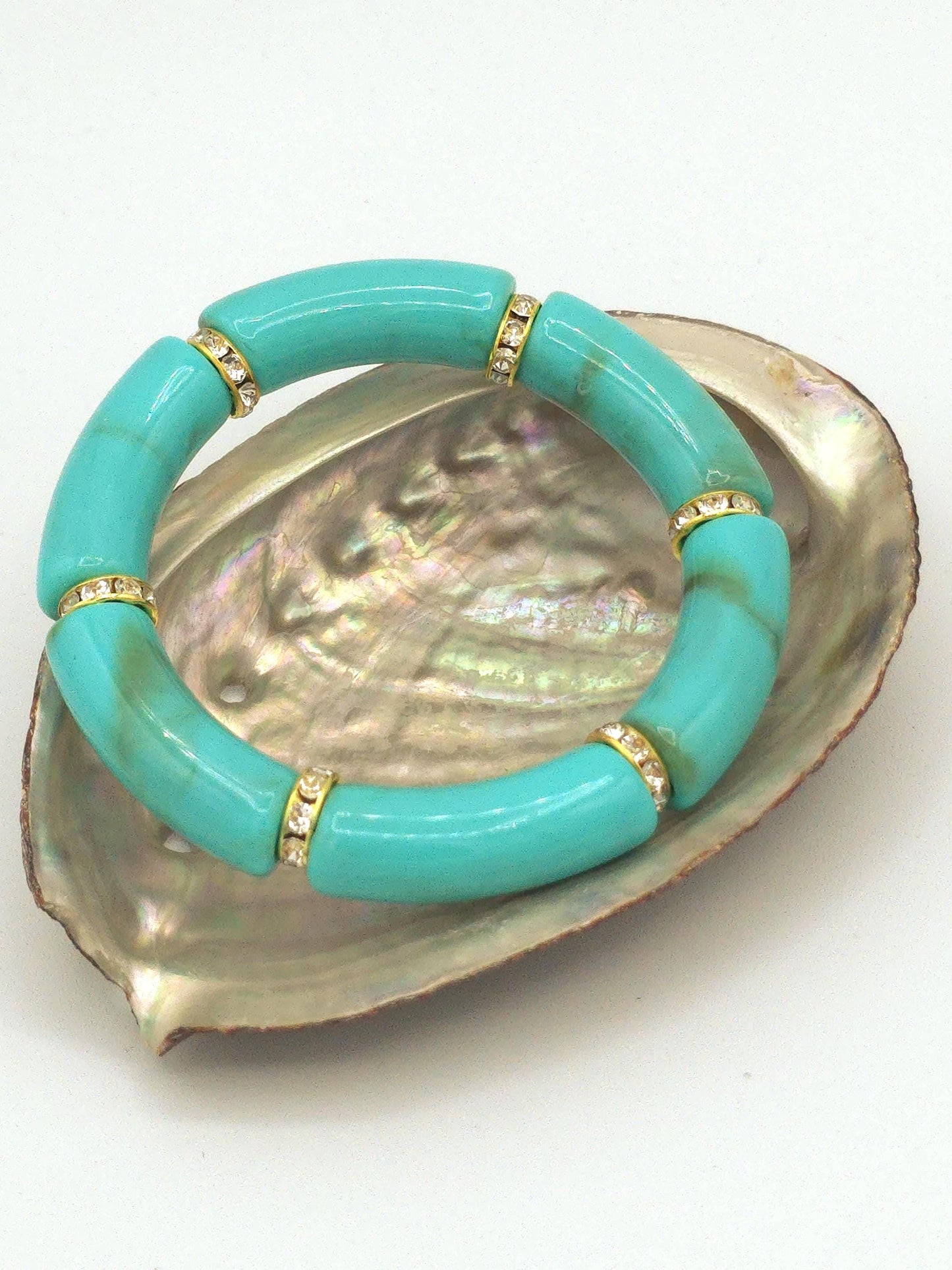 Chunky Acrylic Tube Bracelet | Colorful Statement Stretch Bracelet | Beaded Luxe Jewelry