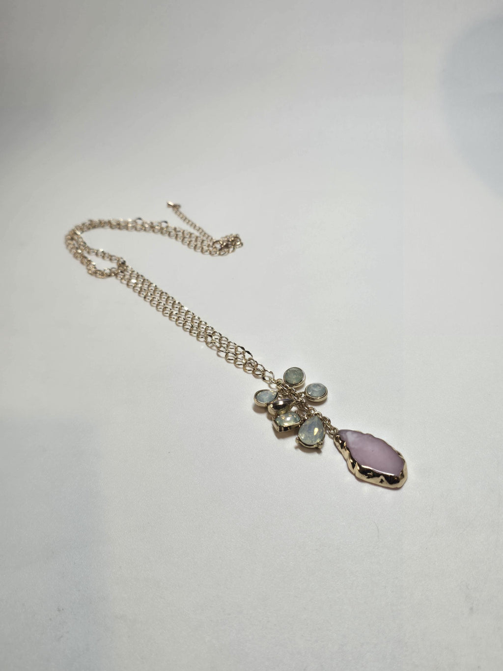 Pink Stone Cluster Pendant Necklace