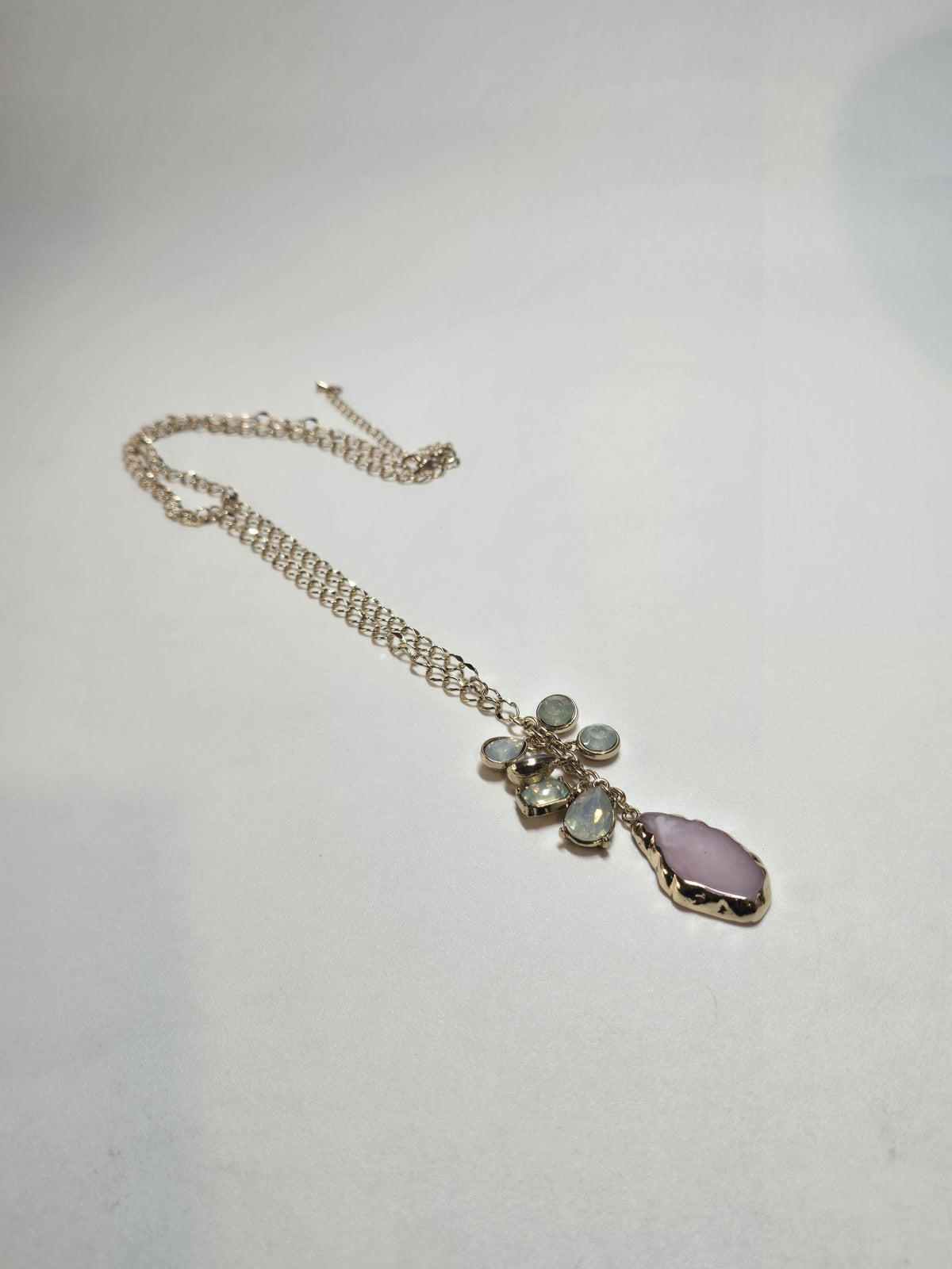 Pink Stone Cluster Pendant Necklace