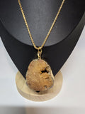 Peach Druzy Pendant Necklace