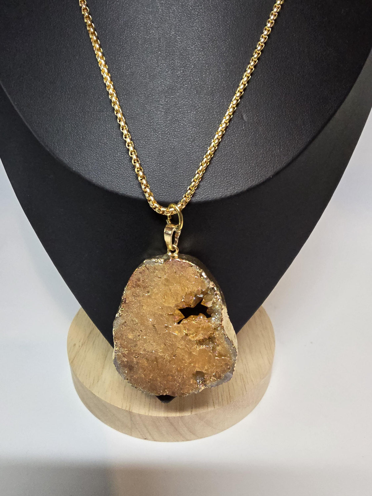 Peach Druzy Pendant Necklace