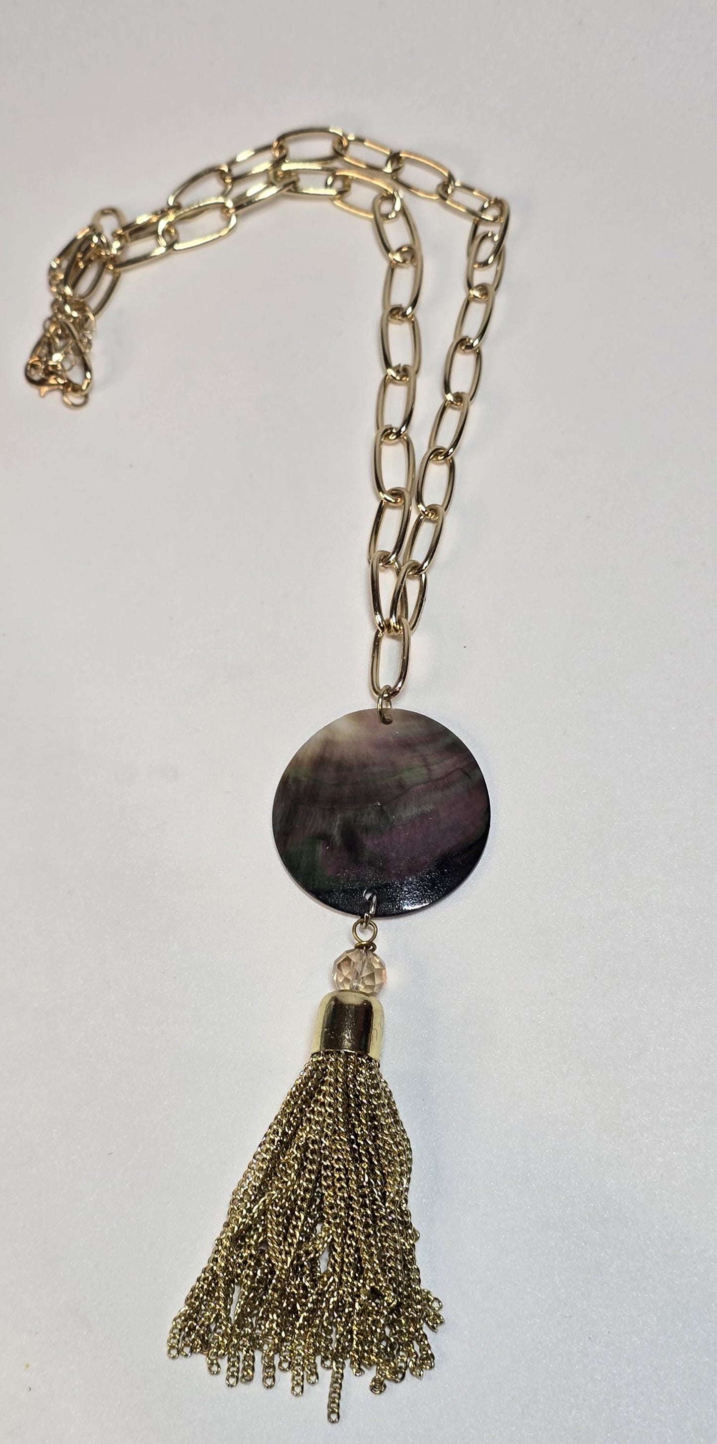 Mother of Pearl Necklace with Gold Tassel | Coastal Statement Jewelry