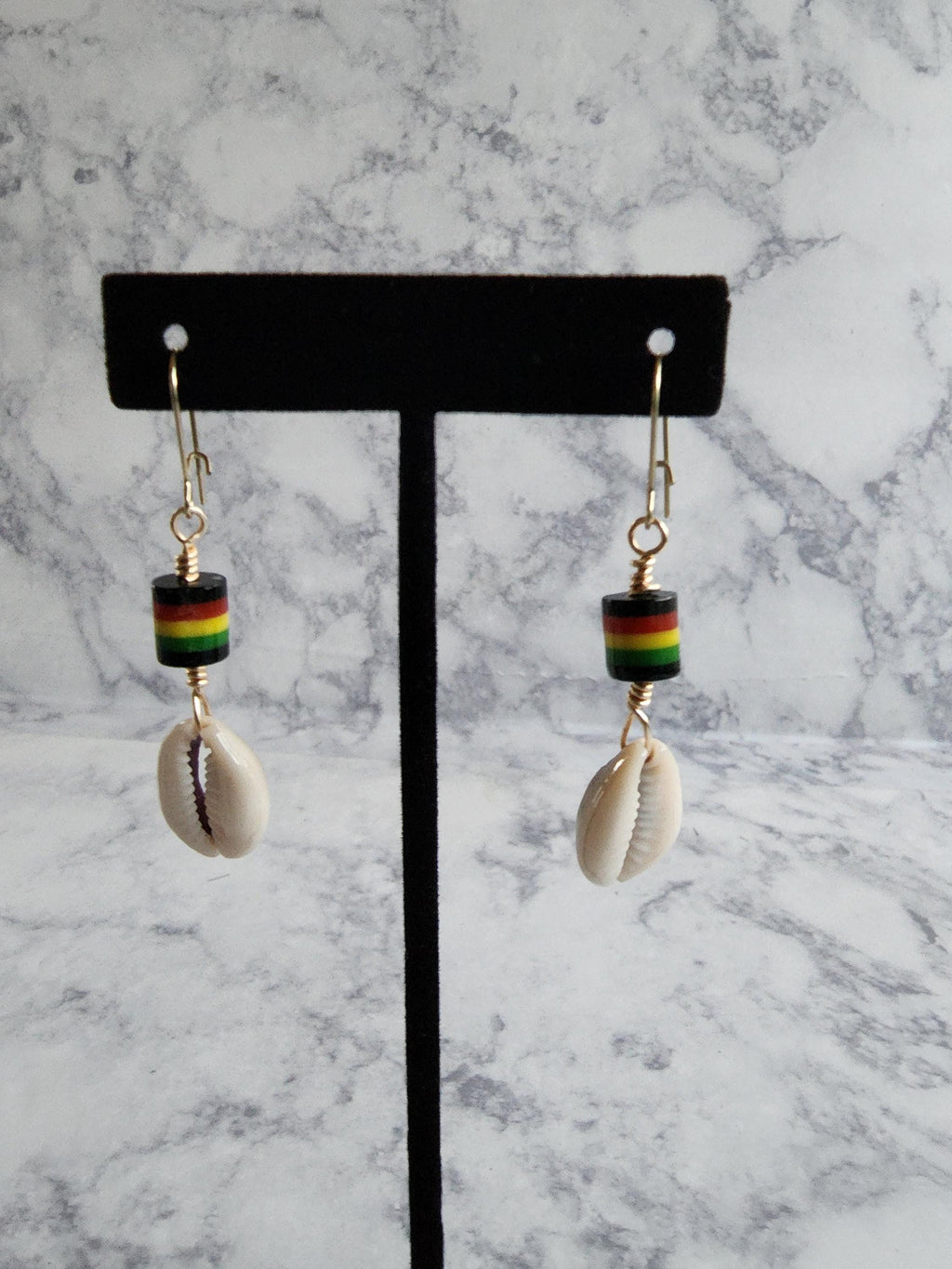 Pan-African Cowrie Shell Dangle Earrings