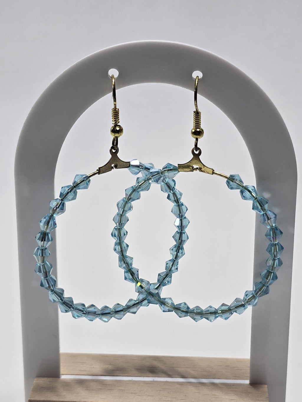 Blue Crystal Beaded Hoop Earrings