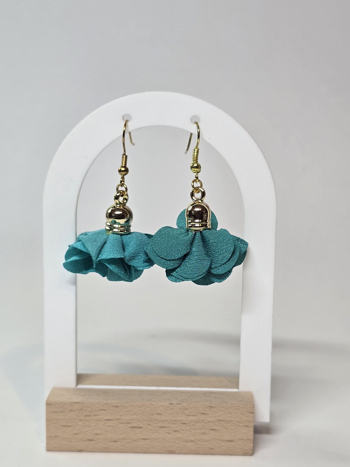 Fabric Flower Drop Earrings