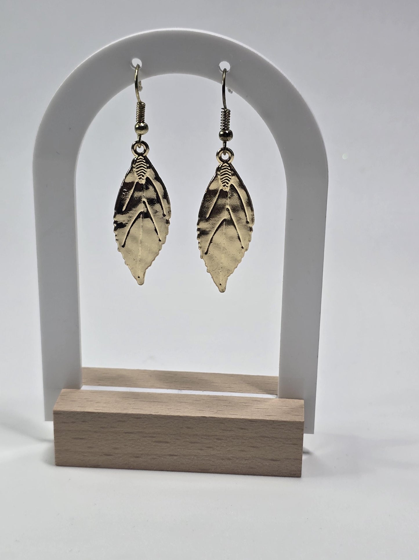 Gold Leaf Earrings | Nature Inspired Dangle Earrings | Minimalist Handmade Jewelry