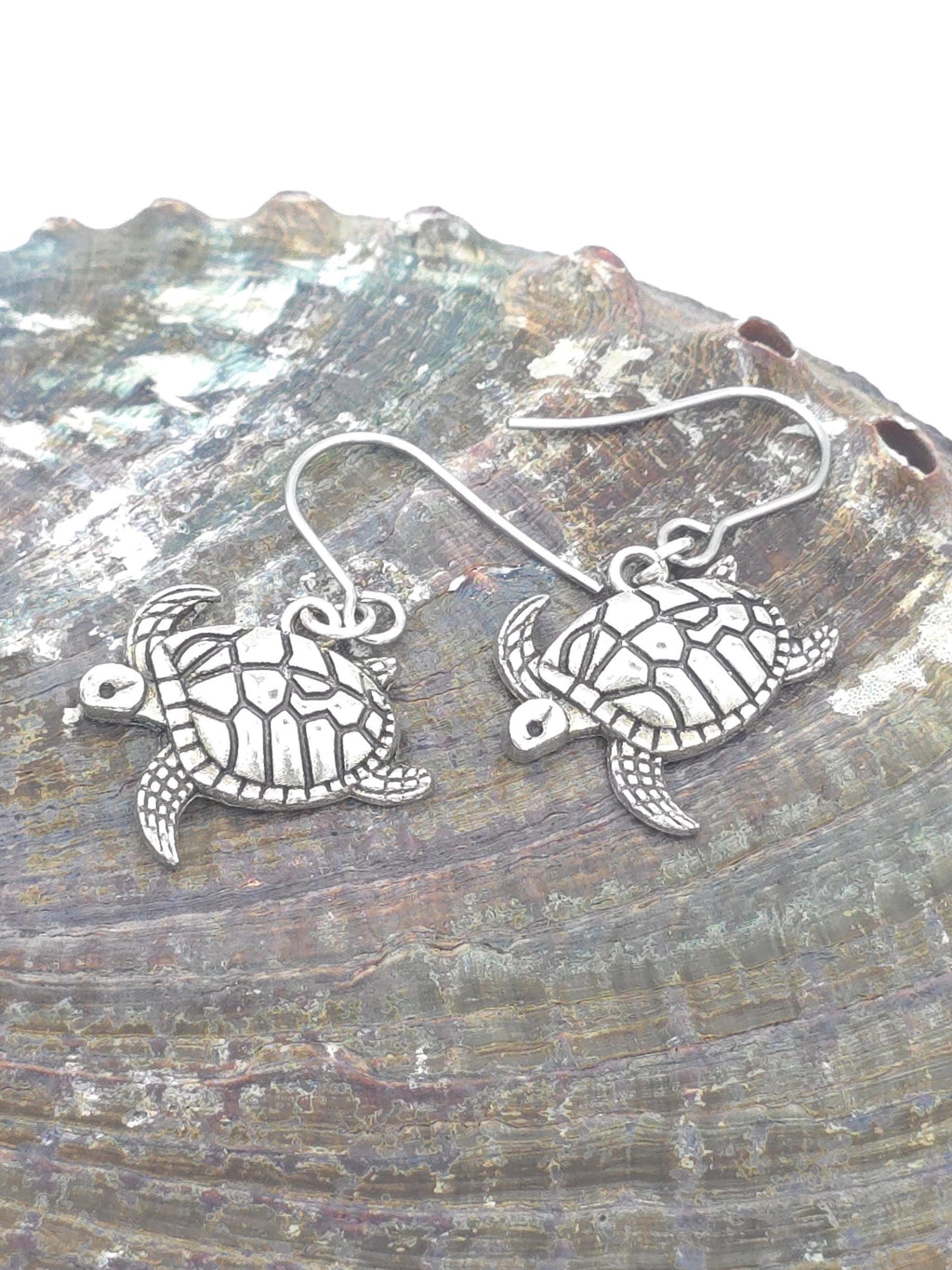 Silver Turtle Dangle Earrings