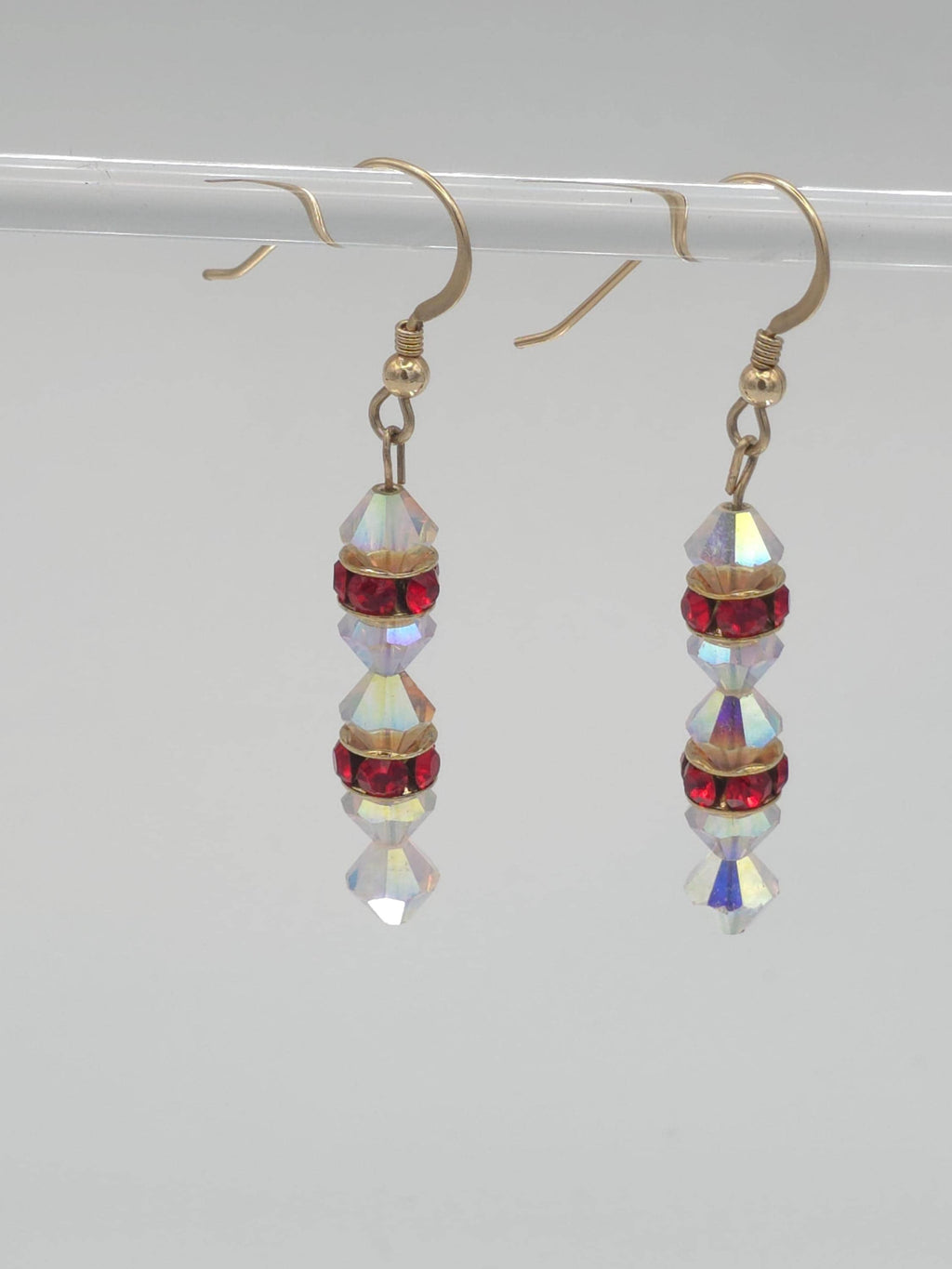 Gold Red Crystal Earrings