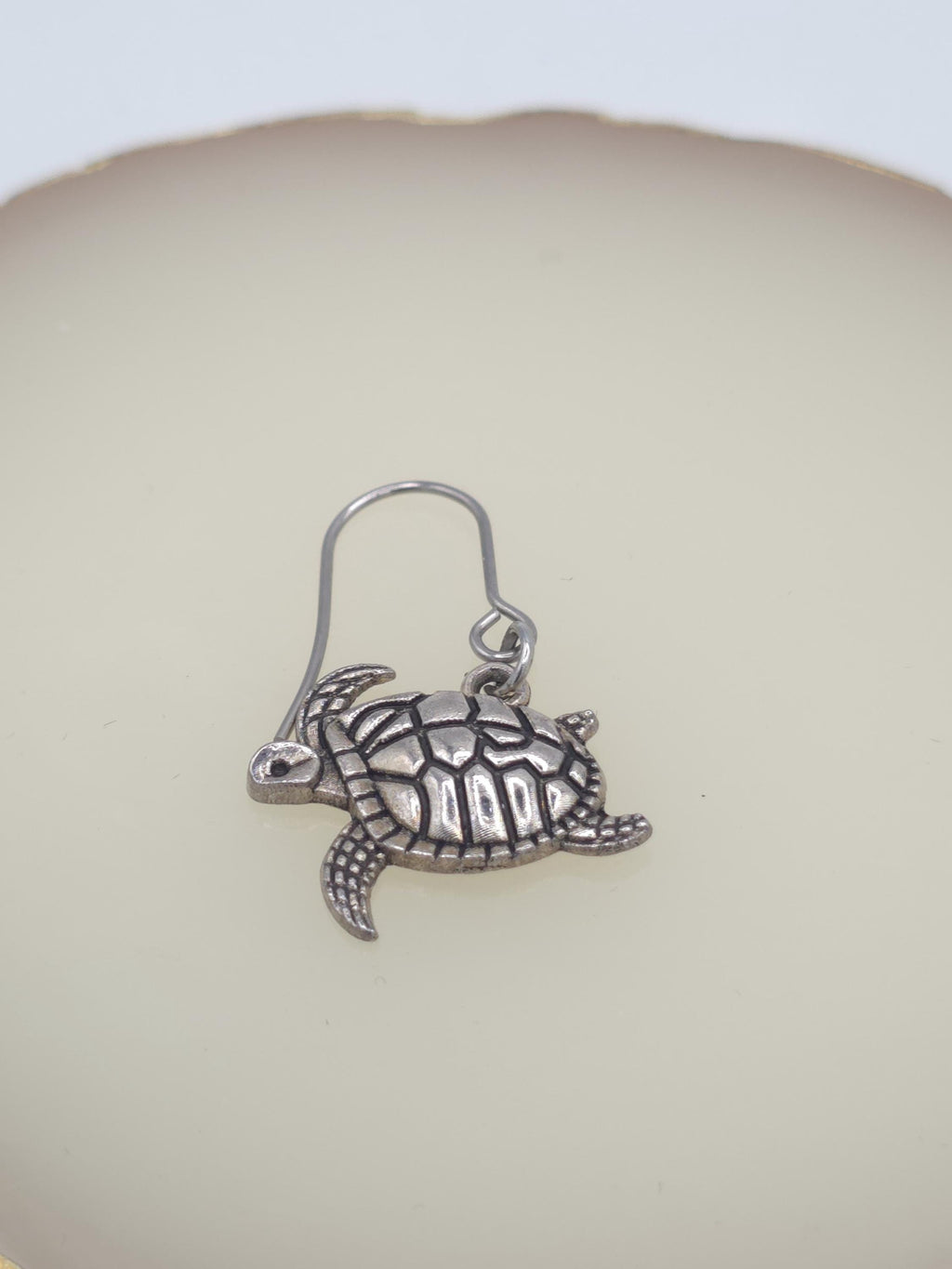 Silver Turtle Dangle Earrings
