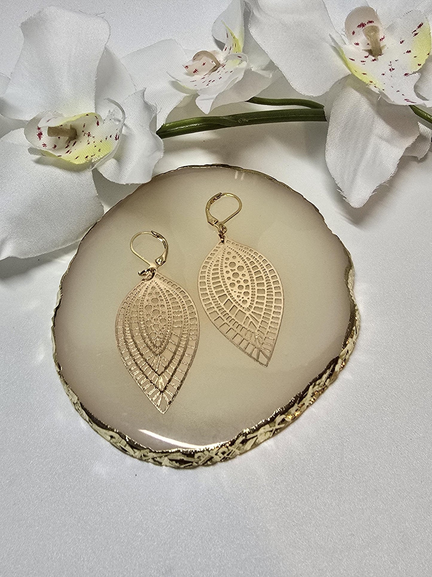 Gold Filigree Leaf Earrings | Lightweight Boho Drop Earrings | Nature Inspired Jewelry | Statement Dangle