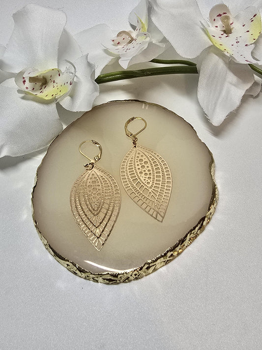 Gold Filigree Leaf Earrings | Lightweight Boho Drop Earrings | Nature Inspired Jewelry | Statement Dangle