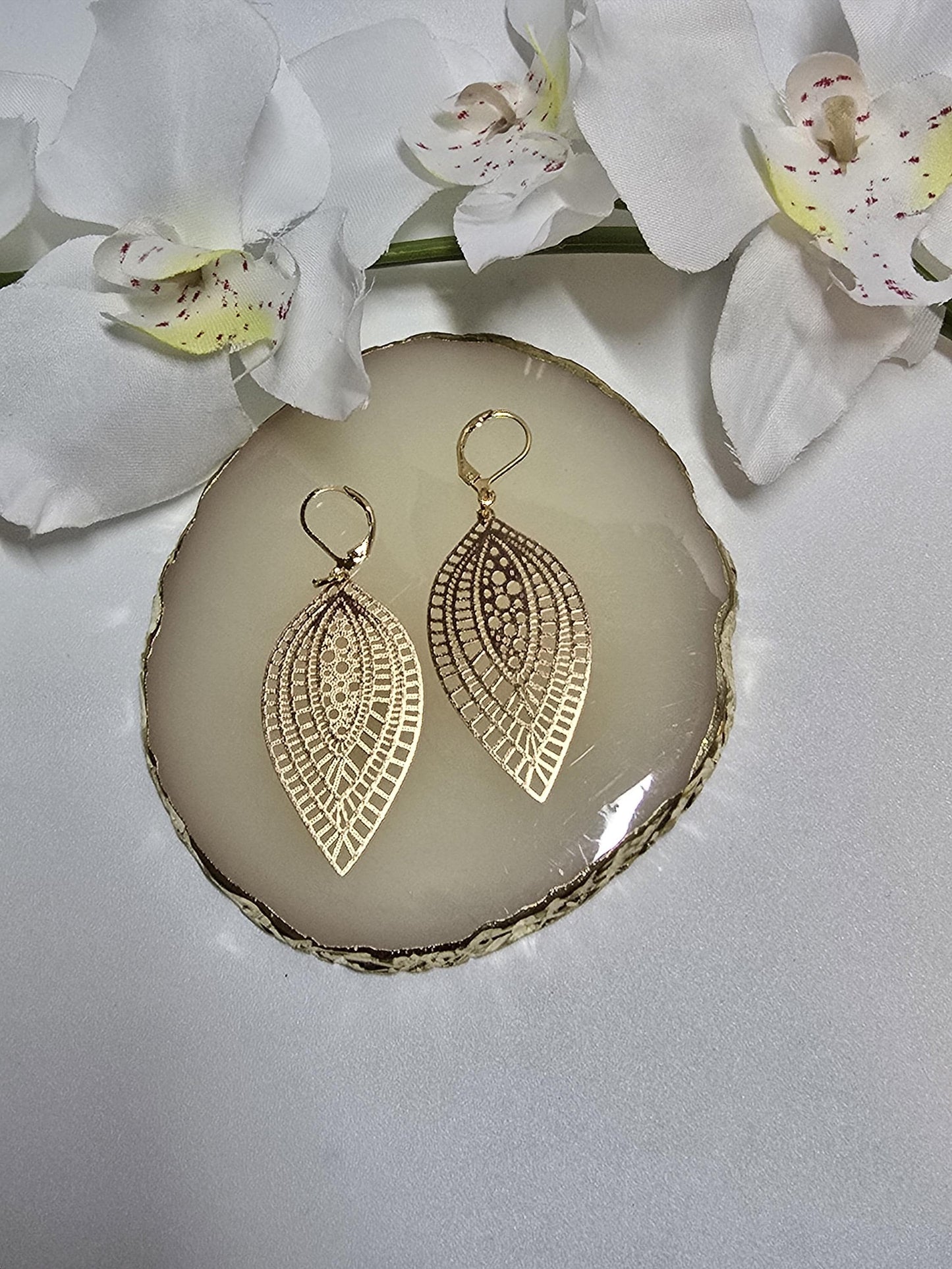 Gold Filigree Leaf Earrings | Lightweight Boho Drop Earrings | Nature Inspired Jewelry | Statement Dangle