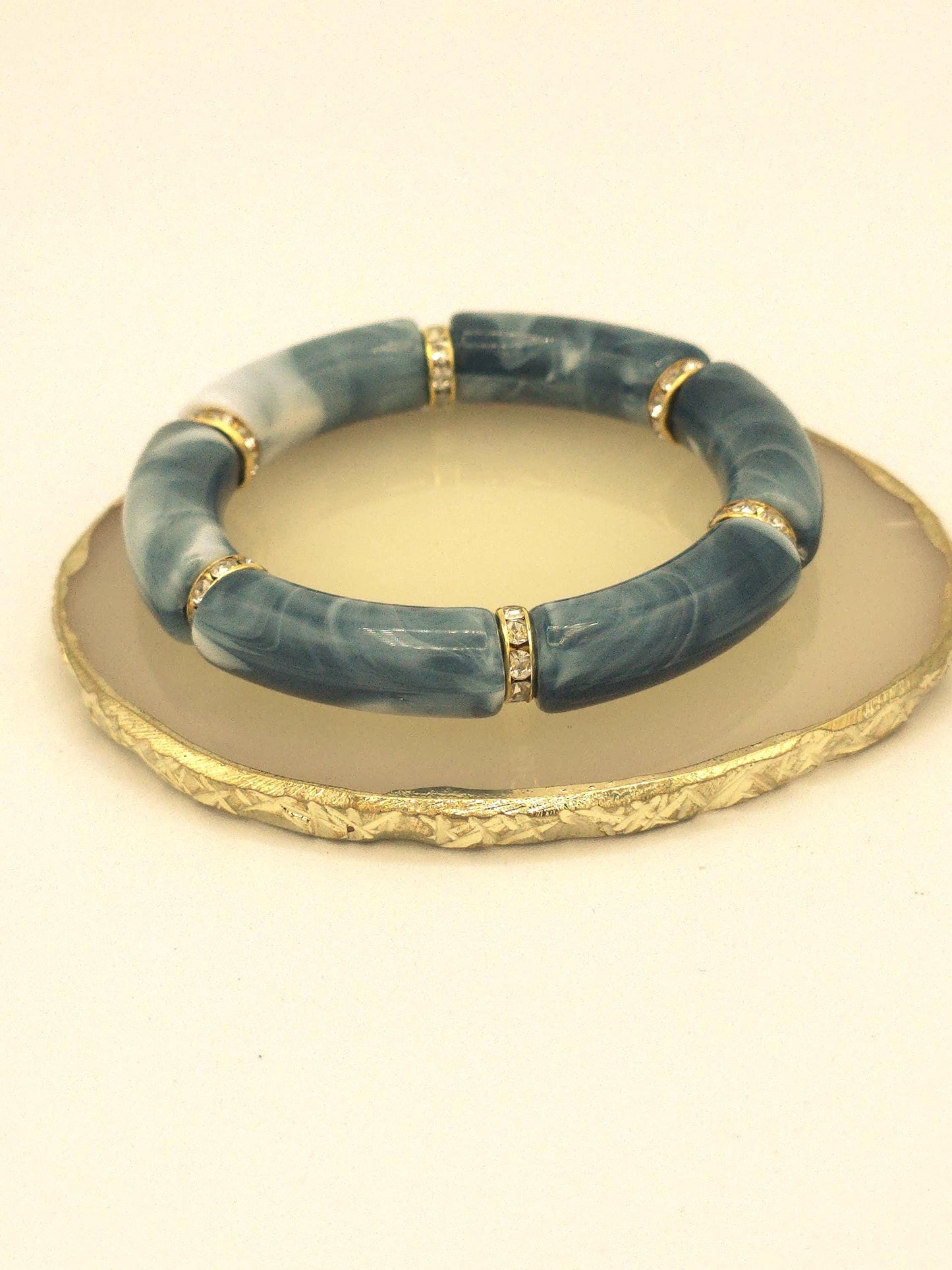 Chunky Acrylic Tube Bracelet | Colorful Statement Stretch Bracelet | Beaded Luxe Jewelry