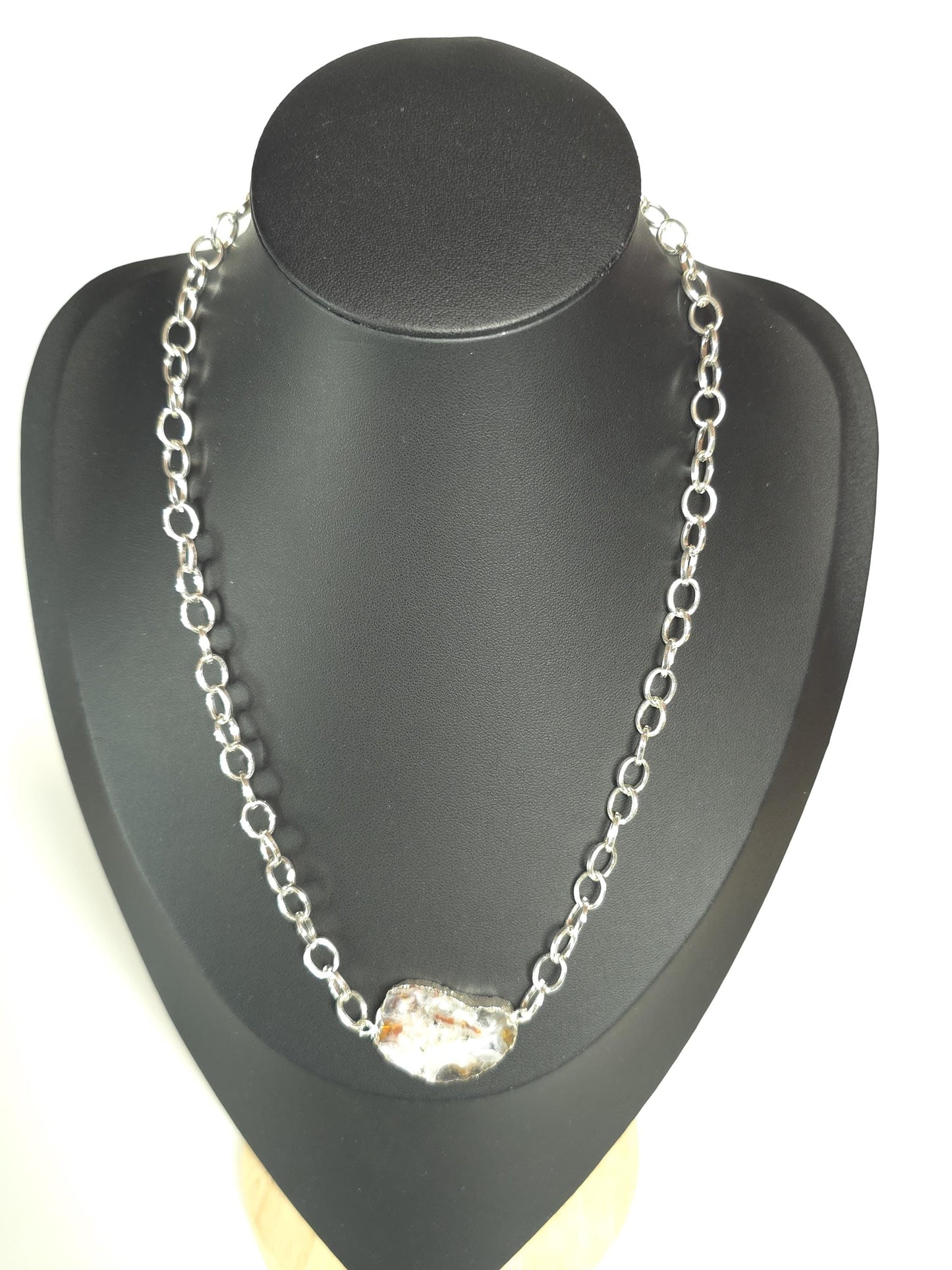 Raw Stone Necklace | Silver Chain Gemstone Necklace | Handmade One of a Kind Jewelry