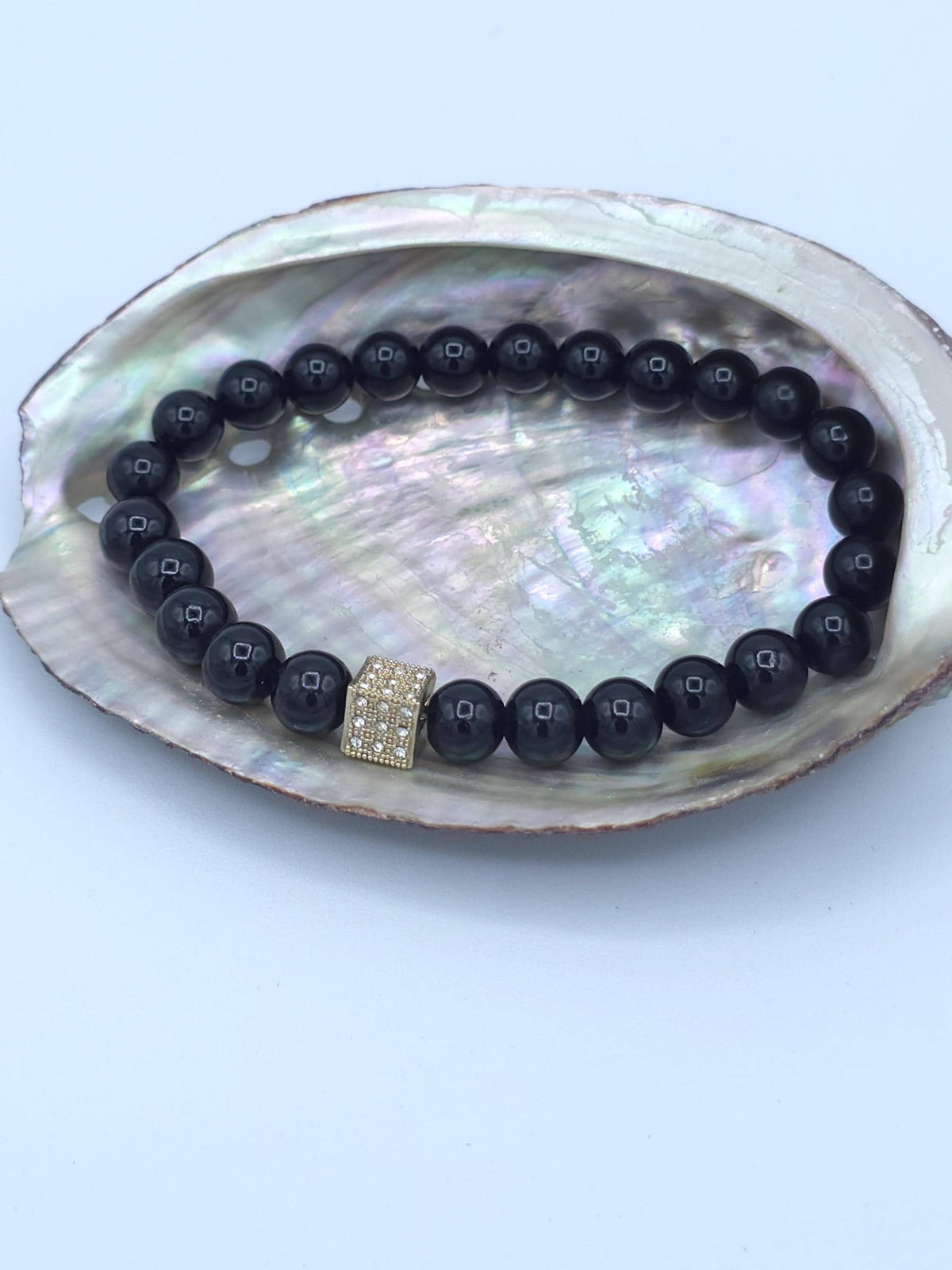 Black Beaded Stretch Bracelet