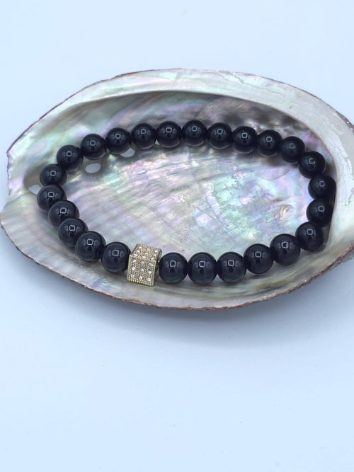Black Beaded Stretch Bracelet
