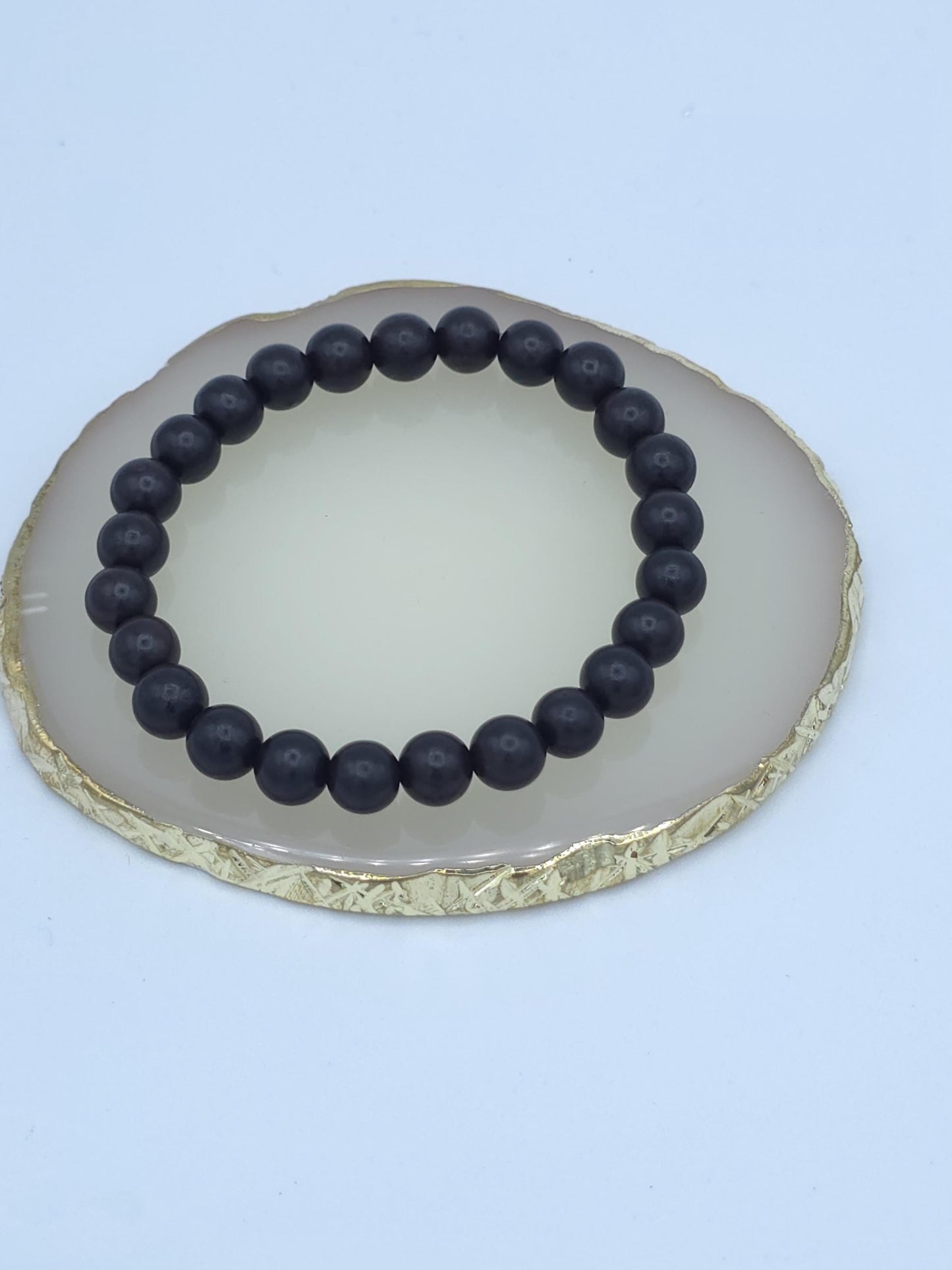 Matte Black Lava Stone Bracelet Stack | Unisex Stretch Jewelry