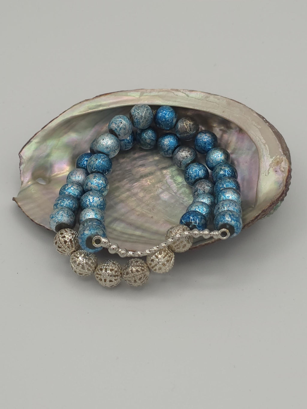 Blue Crackle Glass Bracelet Set