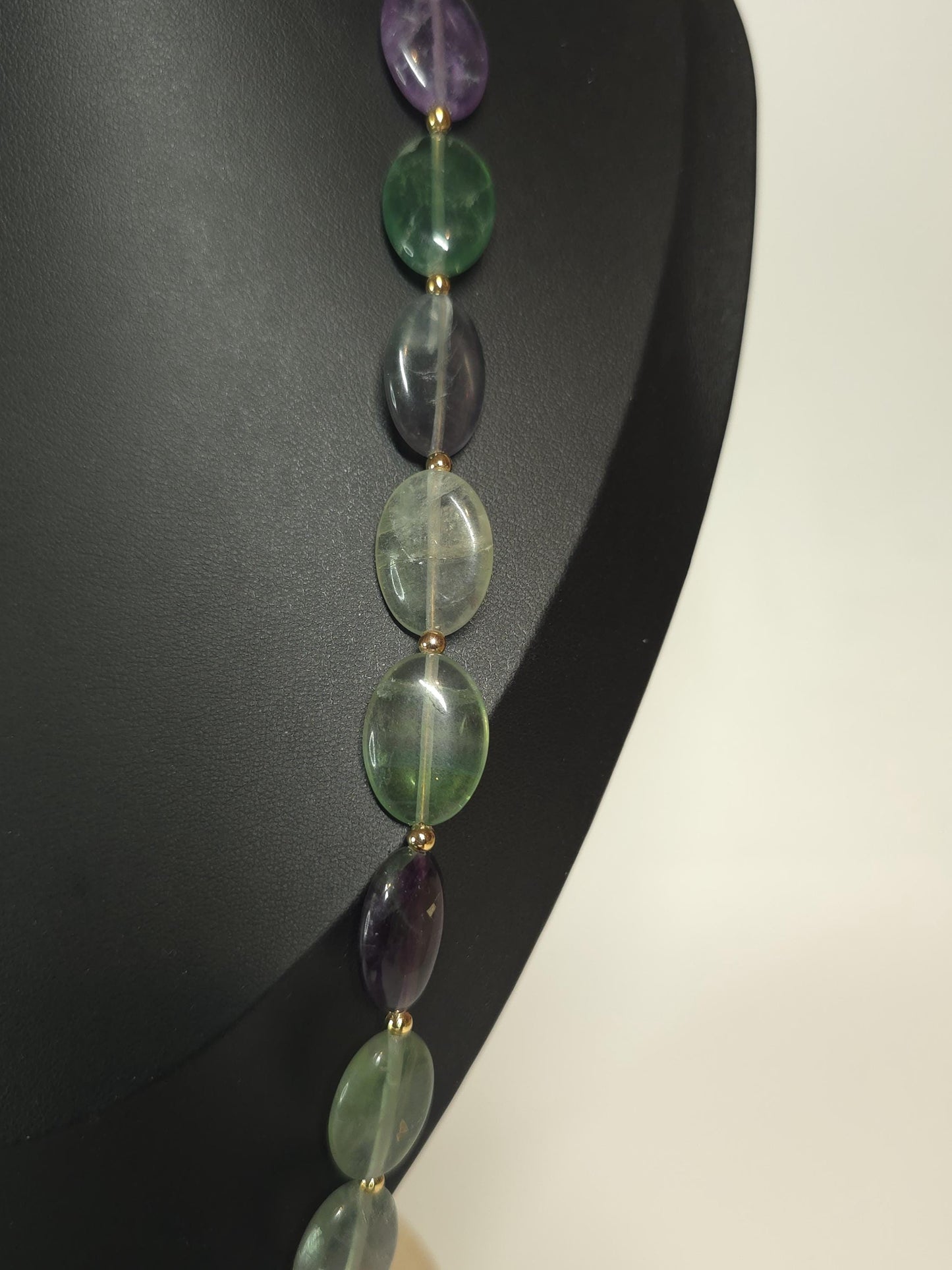 Fluorite Oval Gemstone Necklace