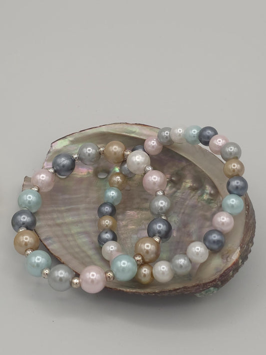 Pastel Beaded Bracelet Stack | Soft Color Stretch Bracelets | Feminine Jewelry Set