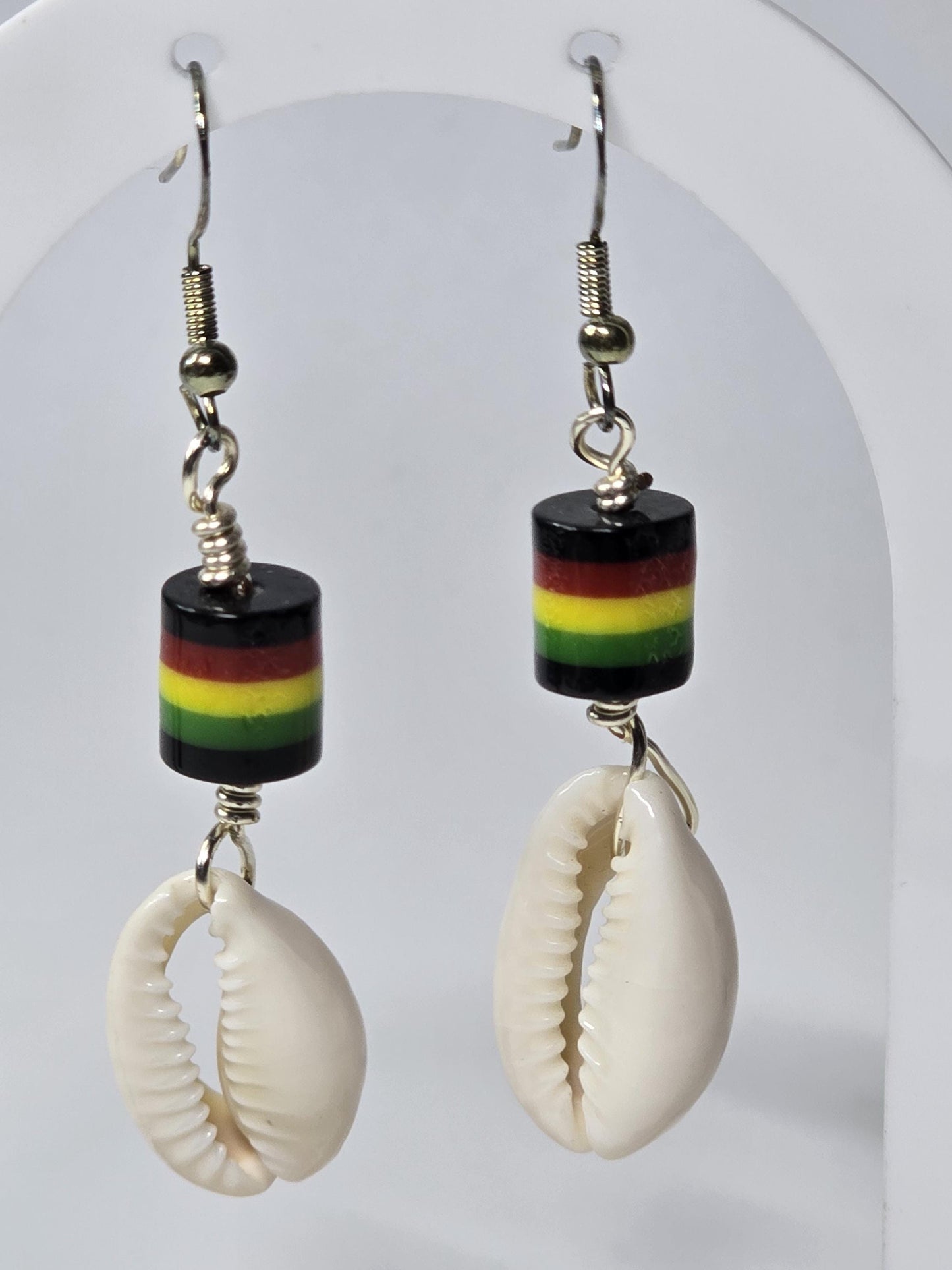 Cowrie Shell Earrings | Red Black Green Earrings | Afrocentric Handmade Jewelry