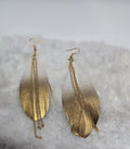 Gold Feather Chain Earrings