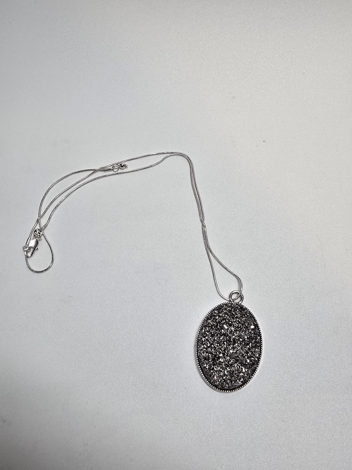 Silver Druzy Pendant Necklace