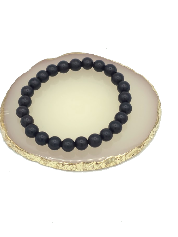Matte Black Mixed Bead Bracelet Stack