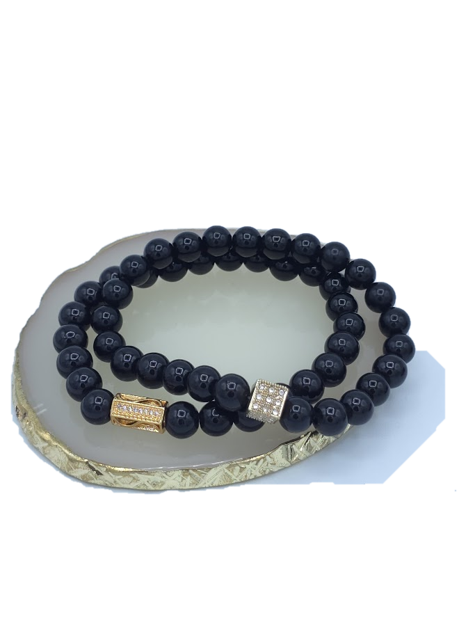 Black Beaded Stretch Bracelet
