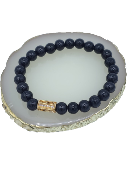Black Beaded Stretch Bracelet