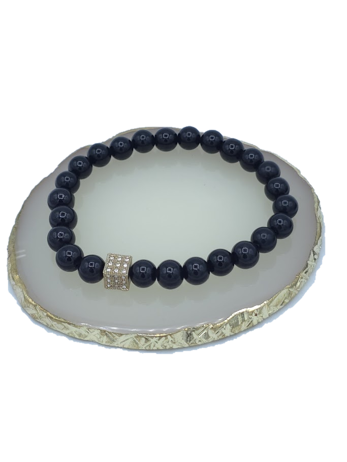 Black Beaded Stretch Bracelet