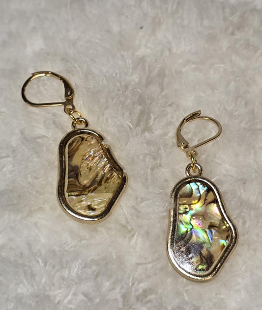 Abalone Shell Gold Earrings | Iridescent Statement Drop Earrings | Ocean Inspired Jewelry | Elegant Gift