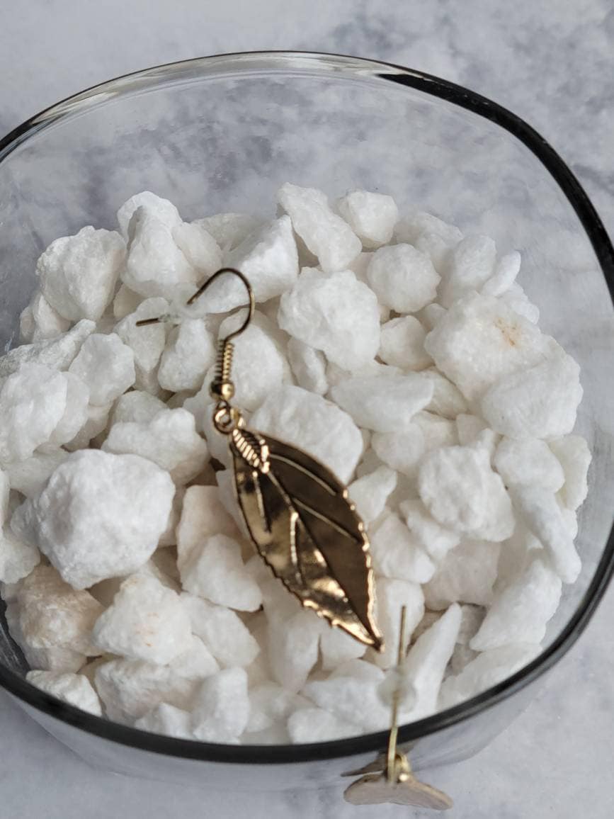 Gold Leaf Earrings | Nature Inspired Dangle Earrings | Minimalist Handmade Jewelry