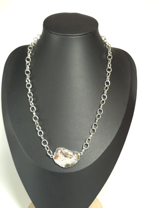 Raw Stone Necklace | Silver Chain Gemstone Necklace | Handmade One of a Kind Jewelry