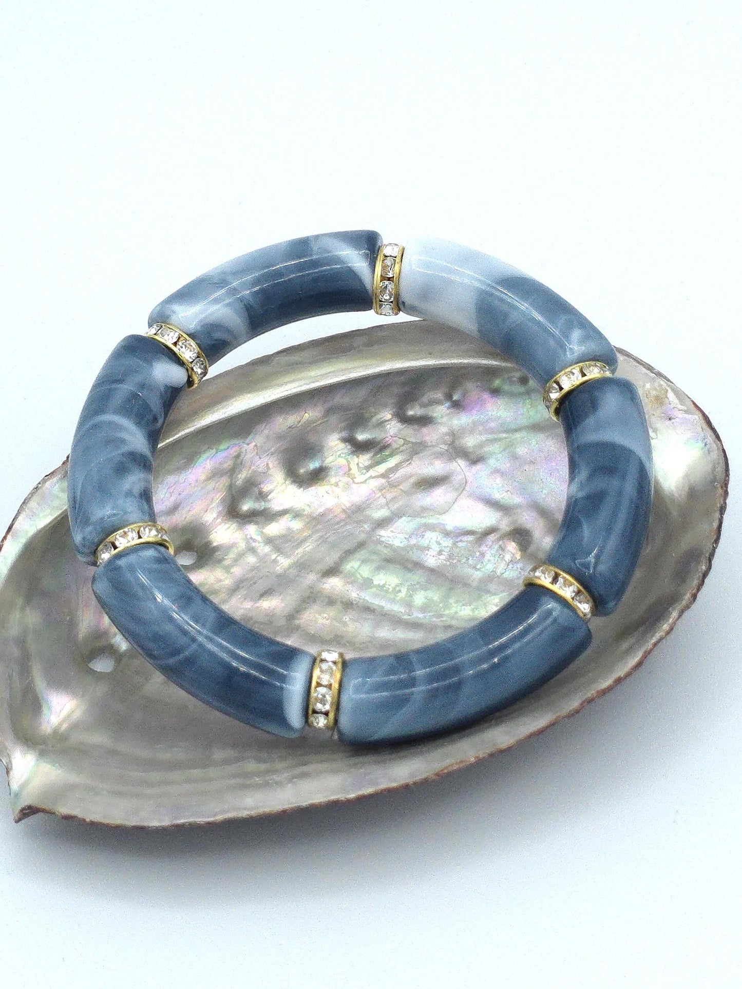 Chunky Acrylic Tube Bracelet | Colorful Statement Stretch Bracelet | Beaded Luxe Jewelry