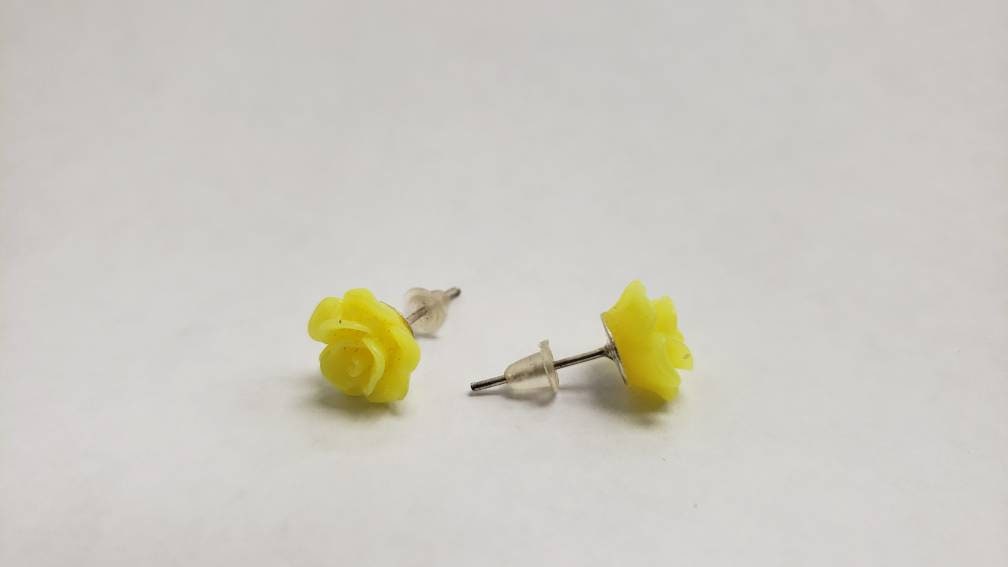 Yellow Flower Stud Earrings