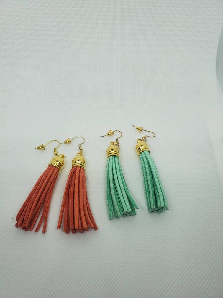 Tassel earrings/suede tassel jewelry/suede earrings