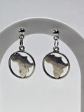 Silver Africa Map Drop Earrings