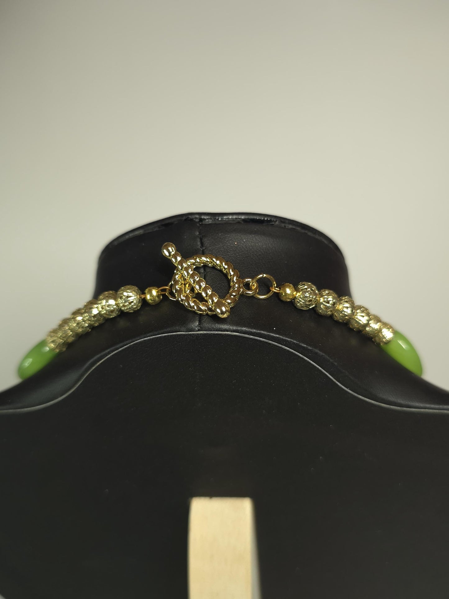 Green Beaded Necklace | Oval Stone Necklace | Handmade Statement Jewelry | One of a Kind