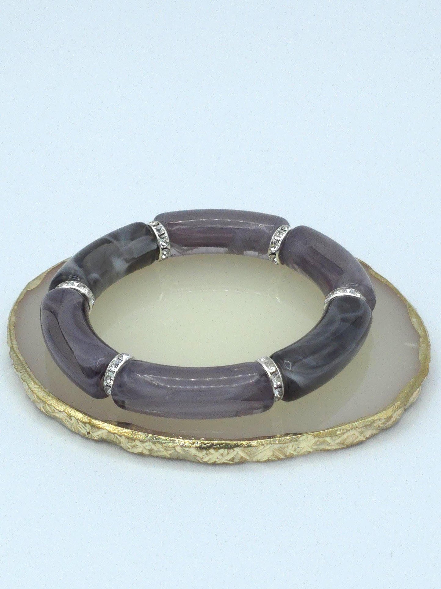 Chunky Acrylic Tube Bracelet | Colorful Statement Stretch Bracelet | Beaded Luxe Jewelry