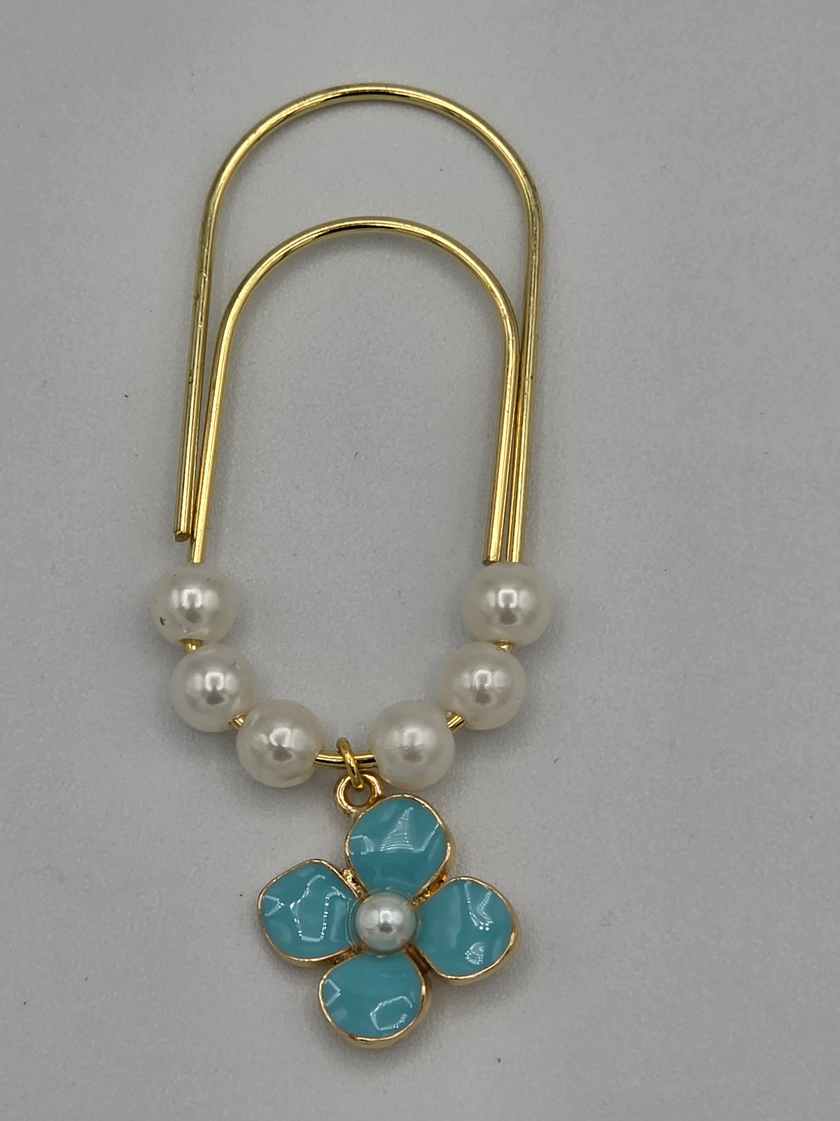 Turquoise Flower & Pearl Bookmark